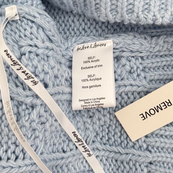 NWT FOR LOVE & LEMONS Rebecca Heart Sweater Size S & M in Blue Knit Turtle Neck - Picture 11 of 11